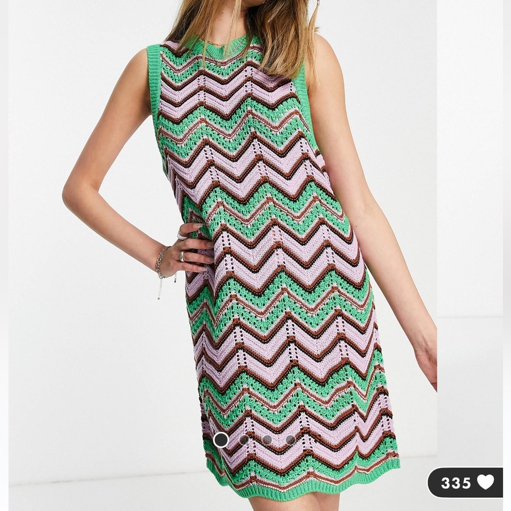 Knit mini tank dress - chevron stripe - Size US 10 - Picture 1 of 5